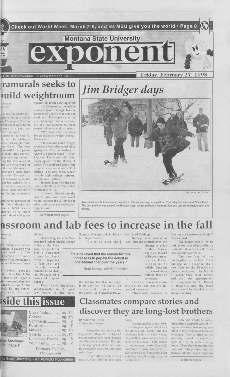 Montana State University Exponent, February 27, 1998