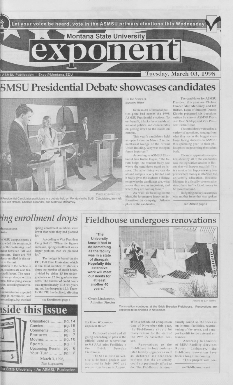 Montana State University Exponent, March 3, 1998