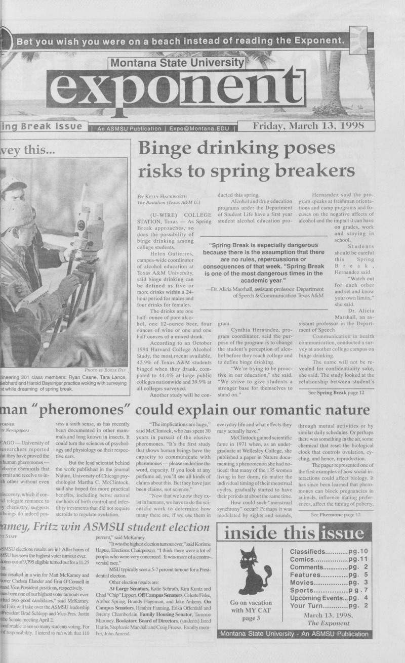 Montana State University Exponent, March 13, 1998