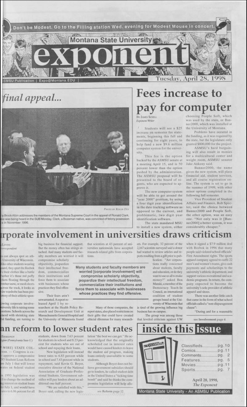 Montana State University Exponent, April 28, 1998