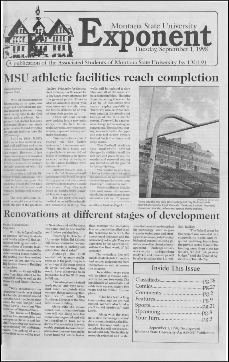 Montana State University Exponent, September 1, 1998
