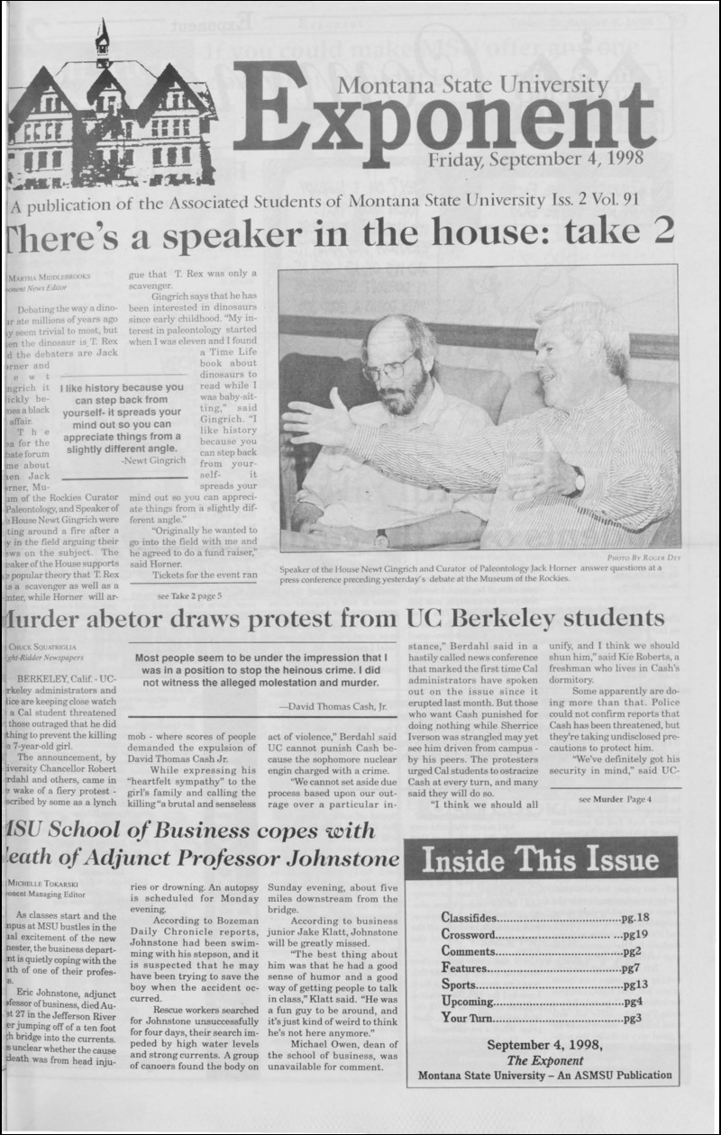 Montana State University Exponent, September 4, 1998
