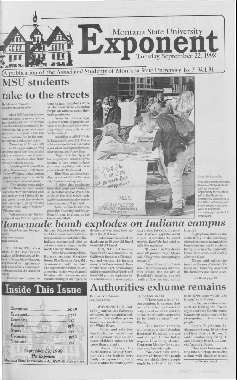 Montana State University Exponent, September 22, 1998
