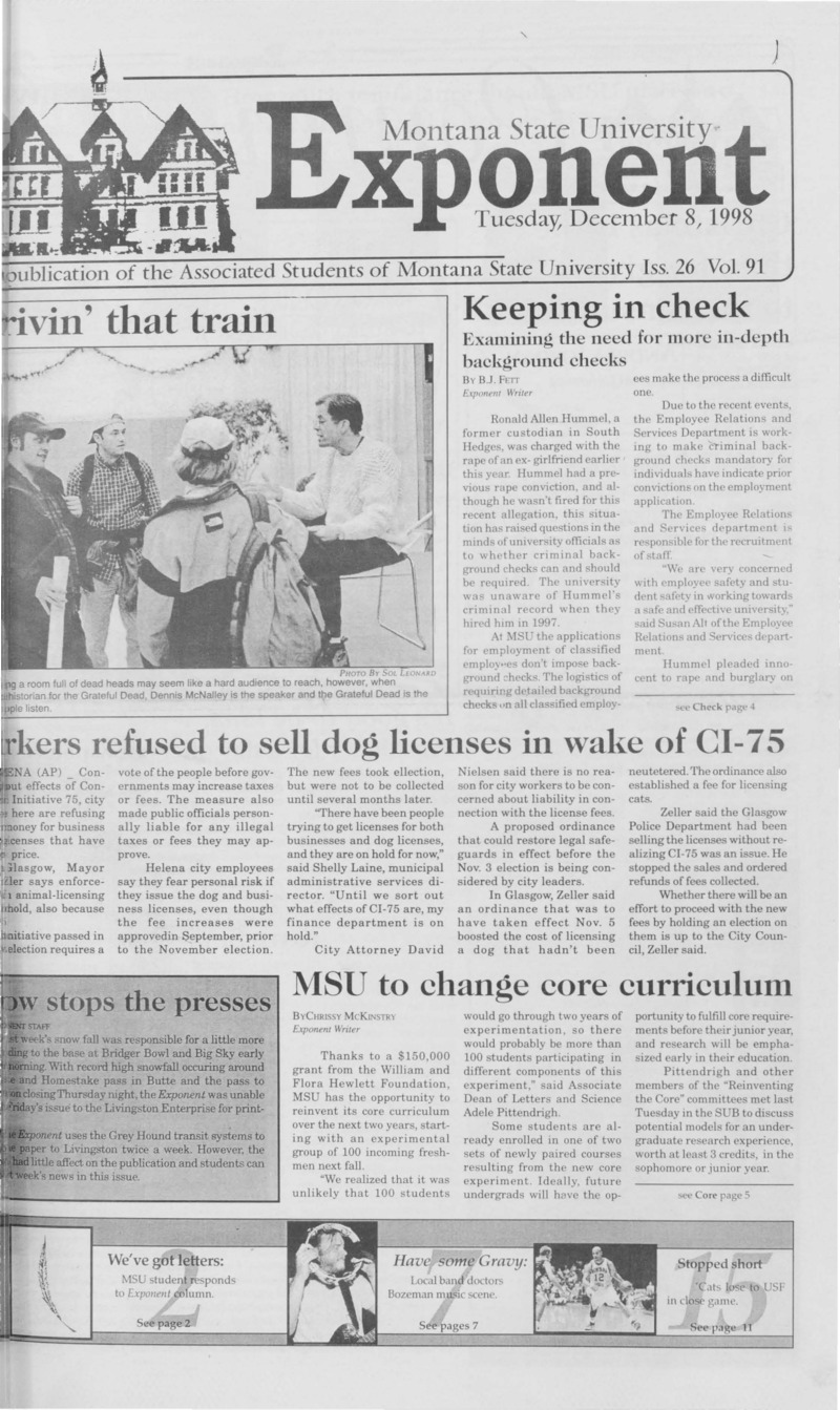Montana State University Exponent, December 8, 1998