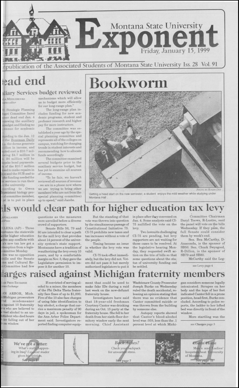 Montana State University Exponent, January 15, 1999