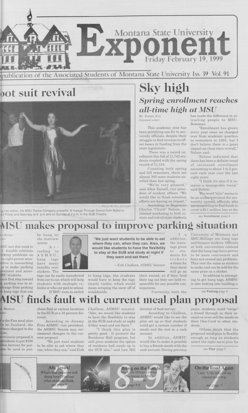 Montana State University Exponent, February 19, 1999