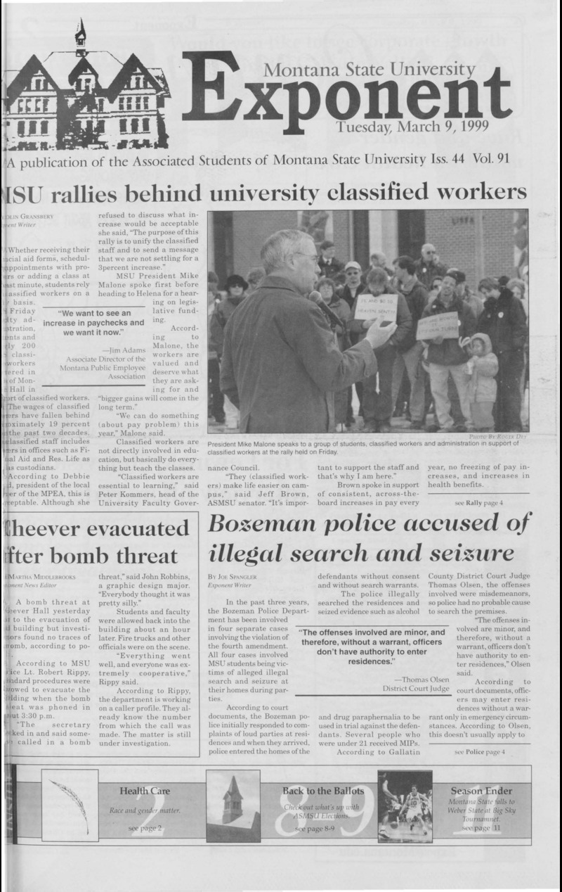 Montana State University Exponent, March 9, 1999