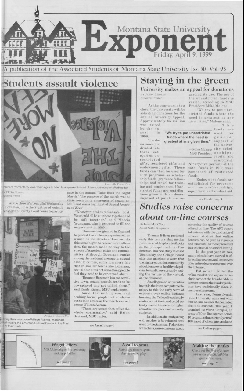 Montana State University Exponent, April 9, 1999