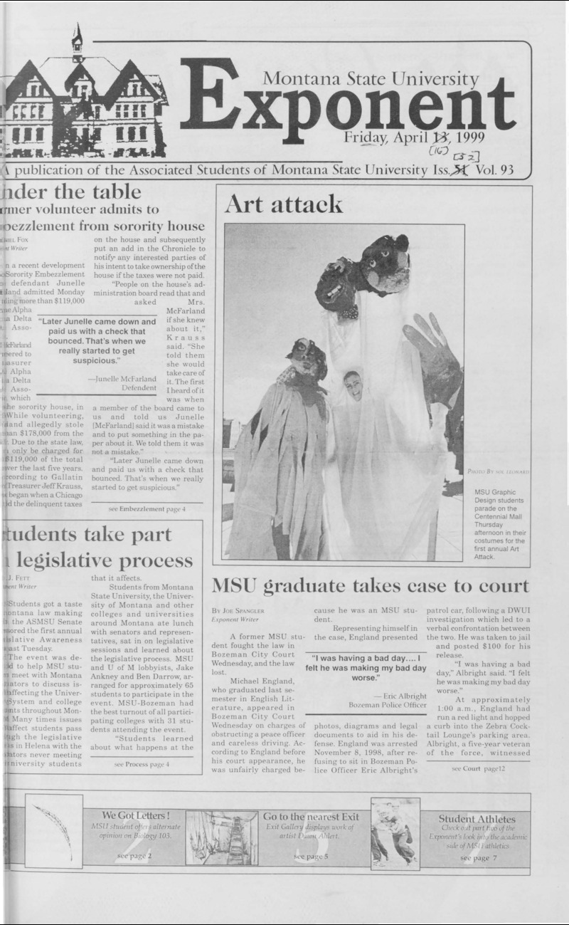 Montana State University Exponent, April 16, 1999