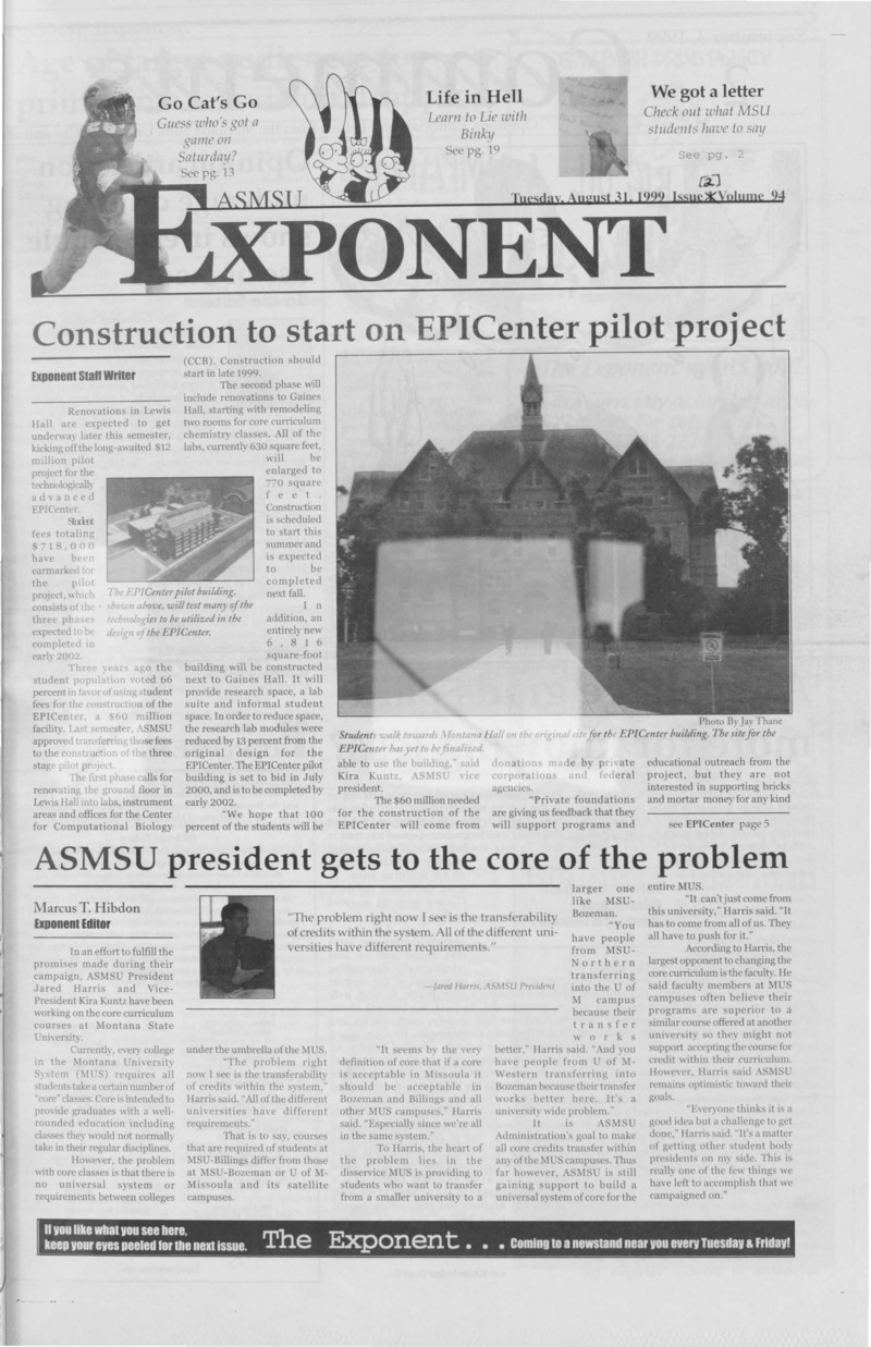 ASMSU Exponent, September 3, 1999