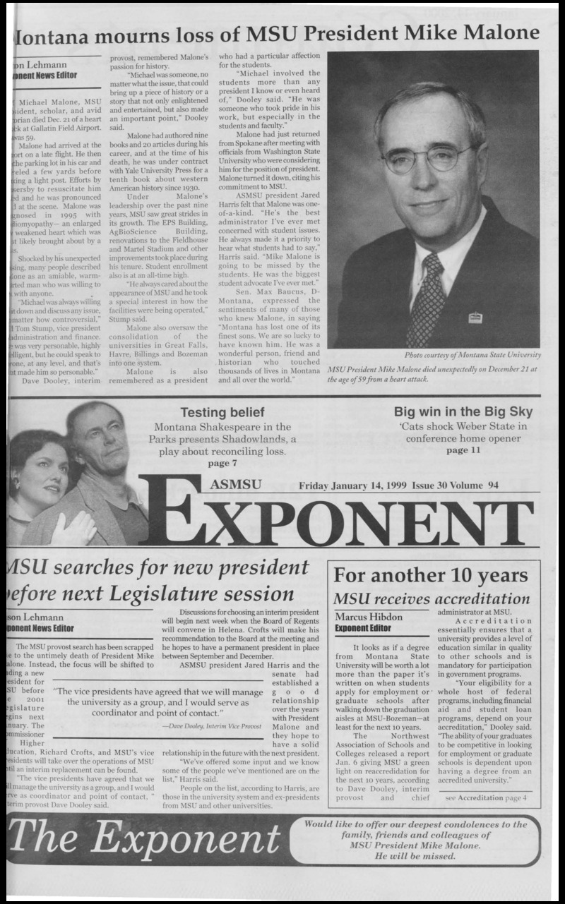 ASMSU Exponent, January 14, 2000