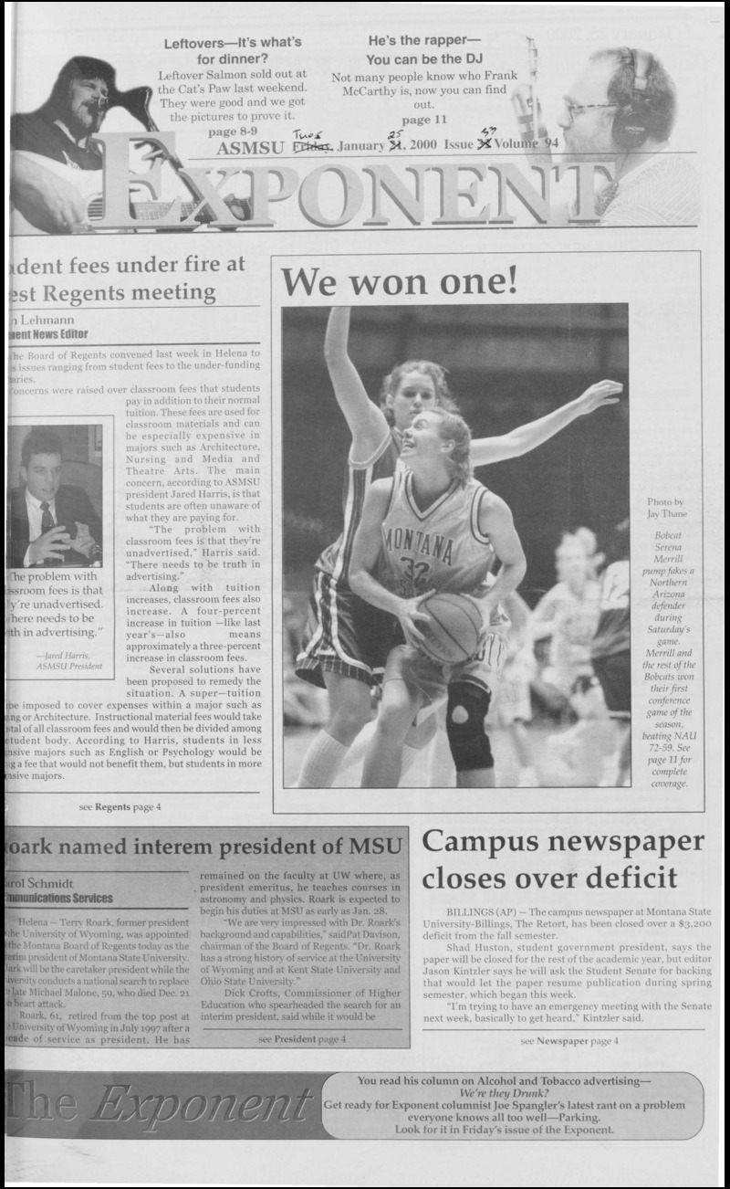 ASMSU Exponent, January 25, 2000