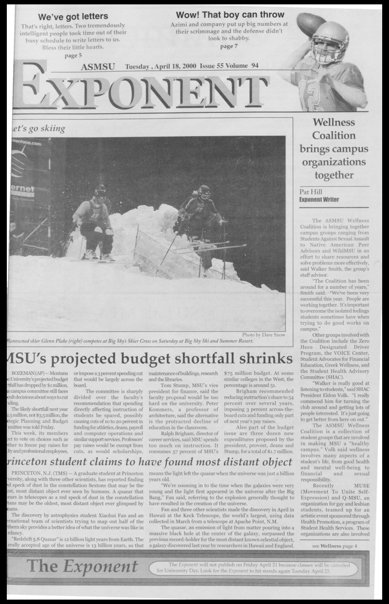 ASMSU Exponent, April 18, 2000