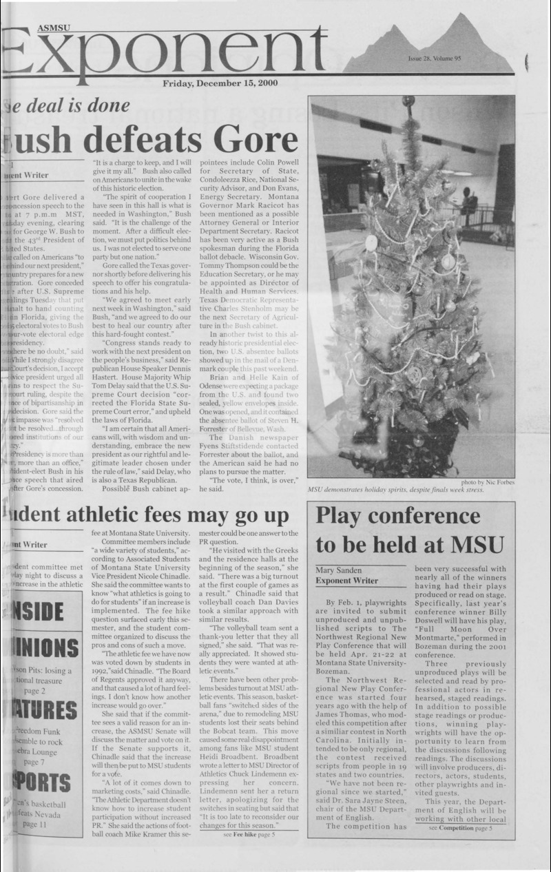 ASMSU Exponent, December 15, 2000