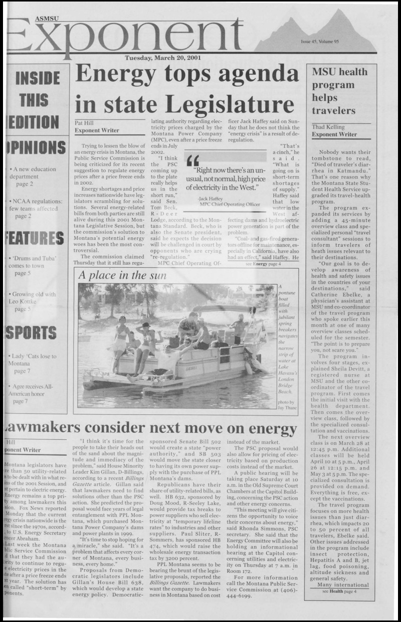 ASMSU Exponent, March 20, 2001