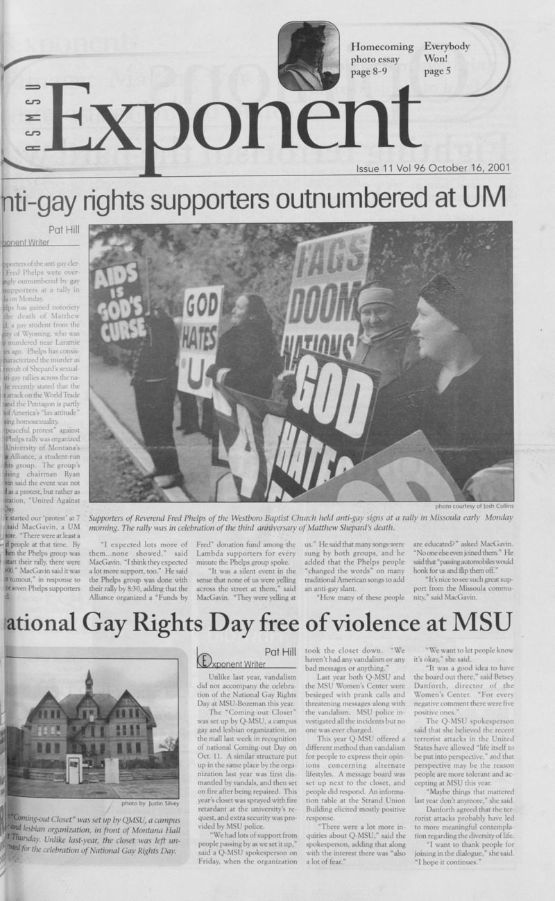 ASMSU Exponent, October 16, 2001
