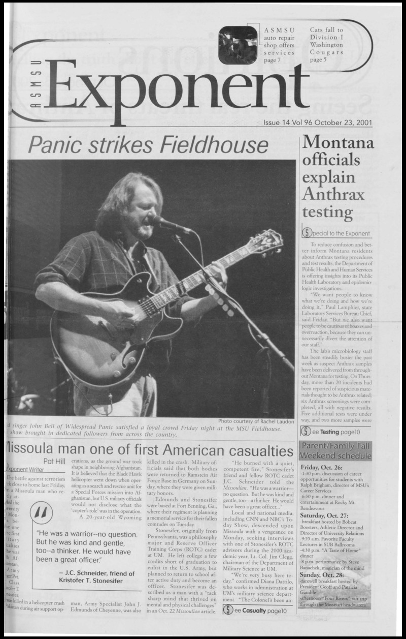 ASMSU Exponent, October 23, 2001