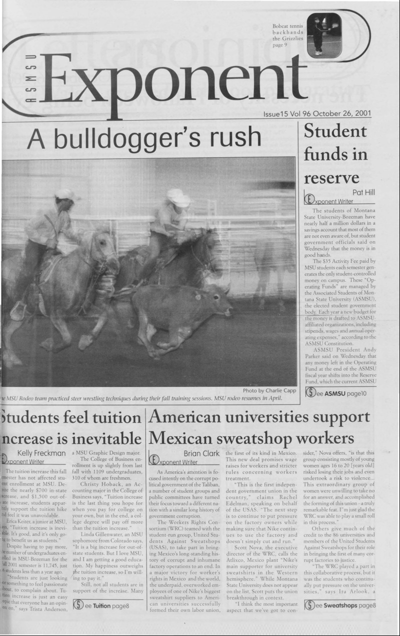 ASMSU Exponent, October 26, 2001