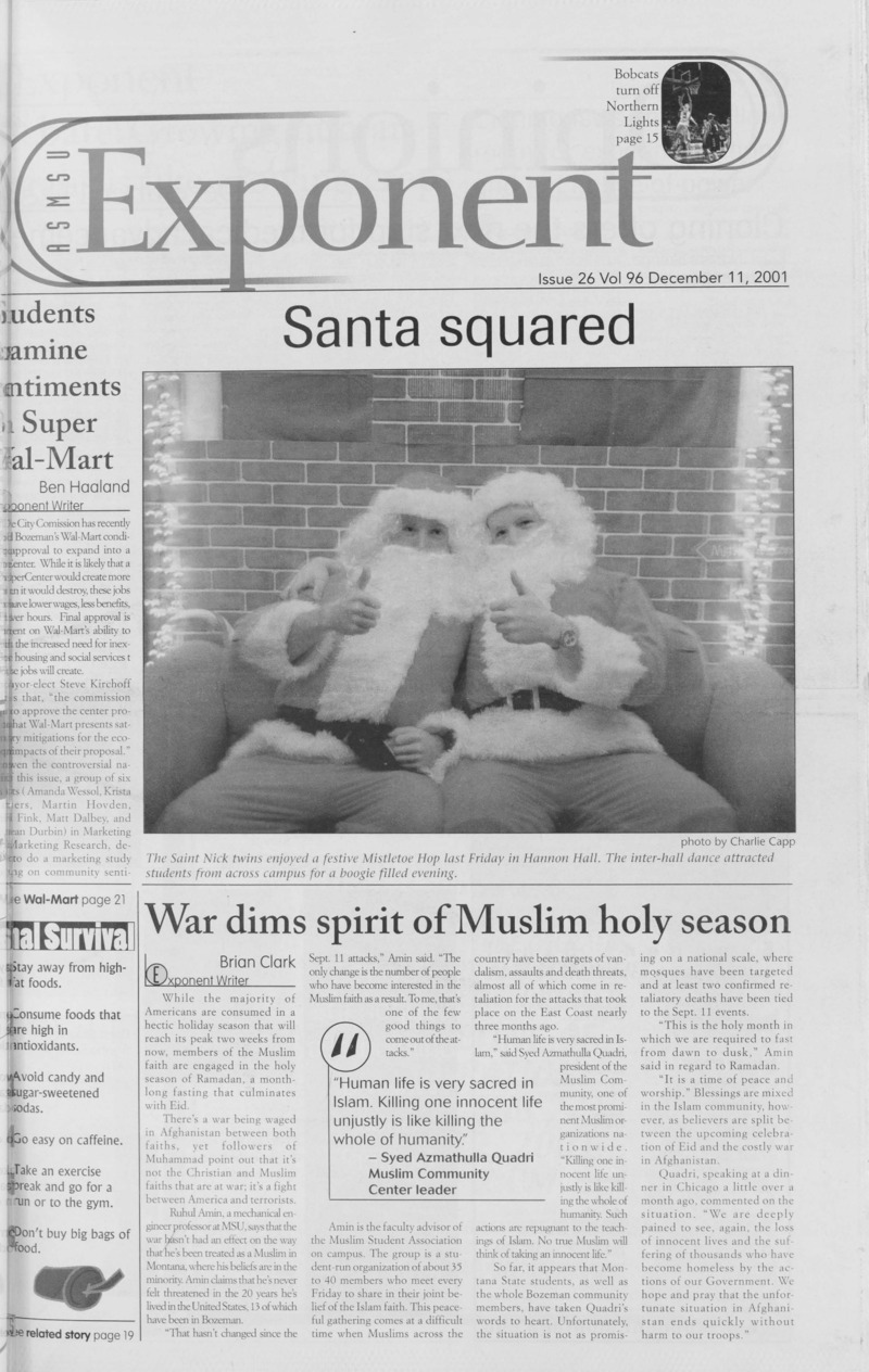 ASMSU Exponent, December 11, 2001