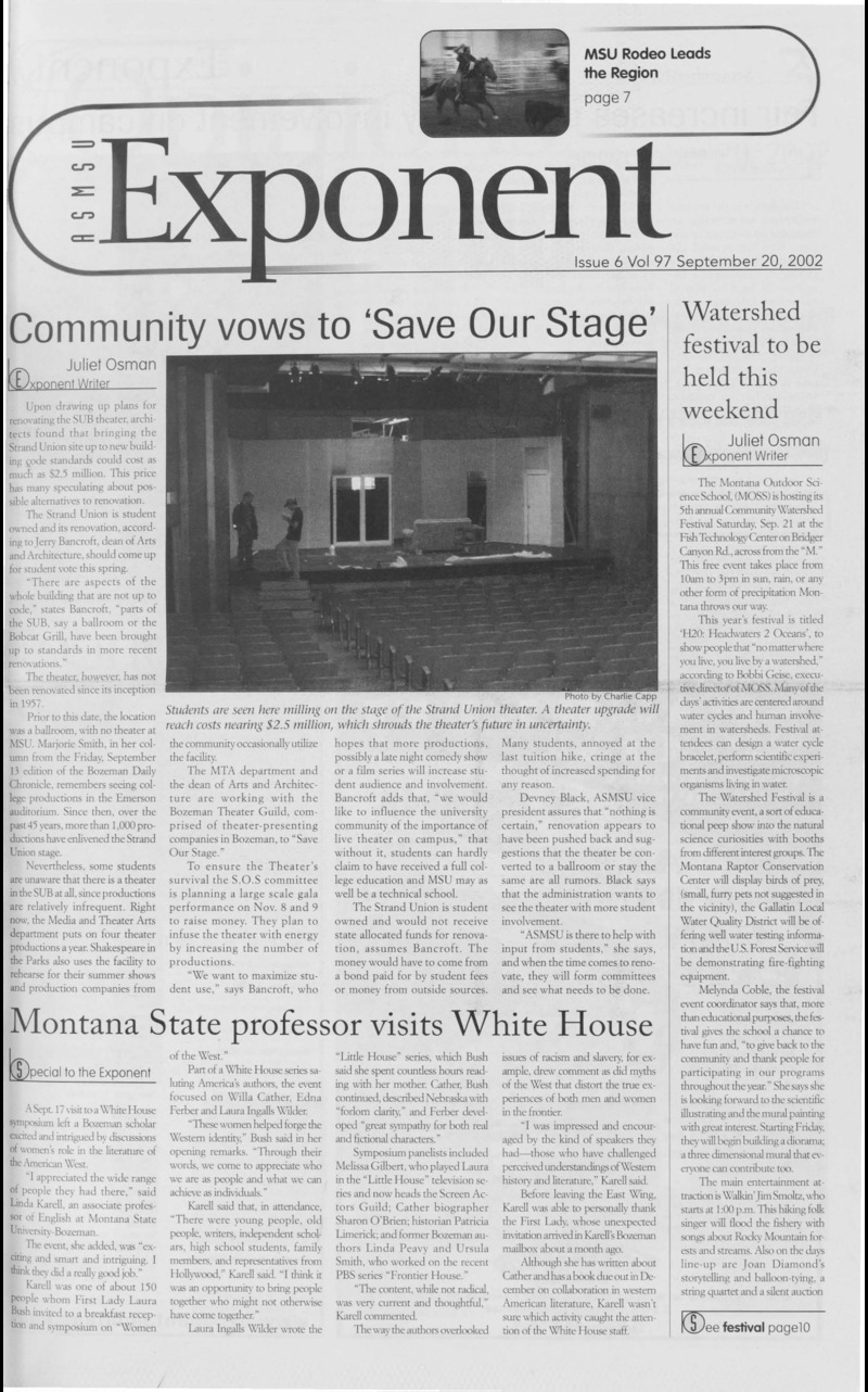 ASMSU Exponent, September 20, 2002