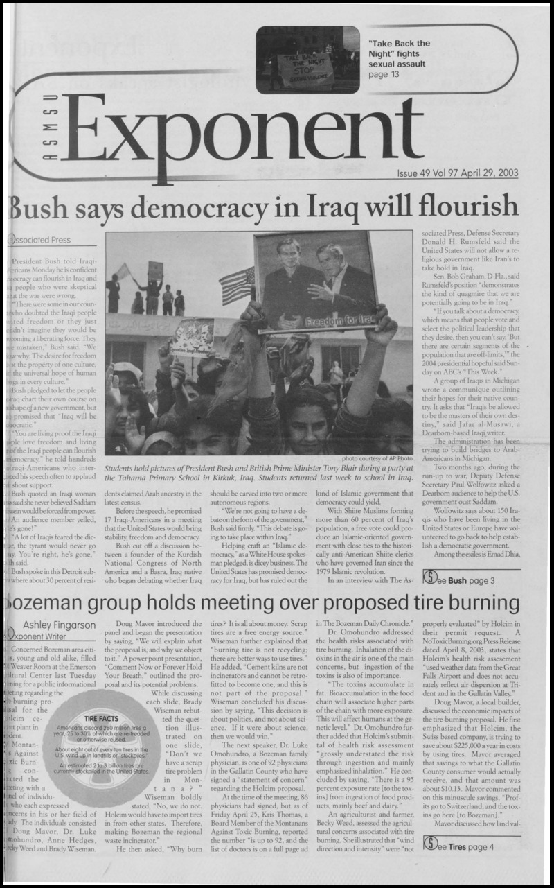ASMSU Exponent, April 29, 2003