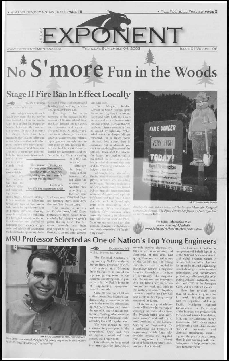ASMSU Exponent, September 4, 2003