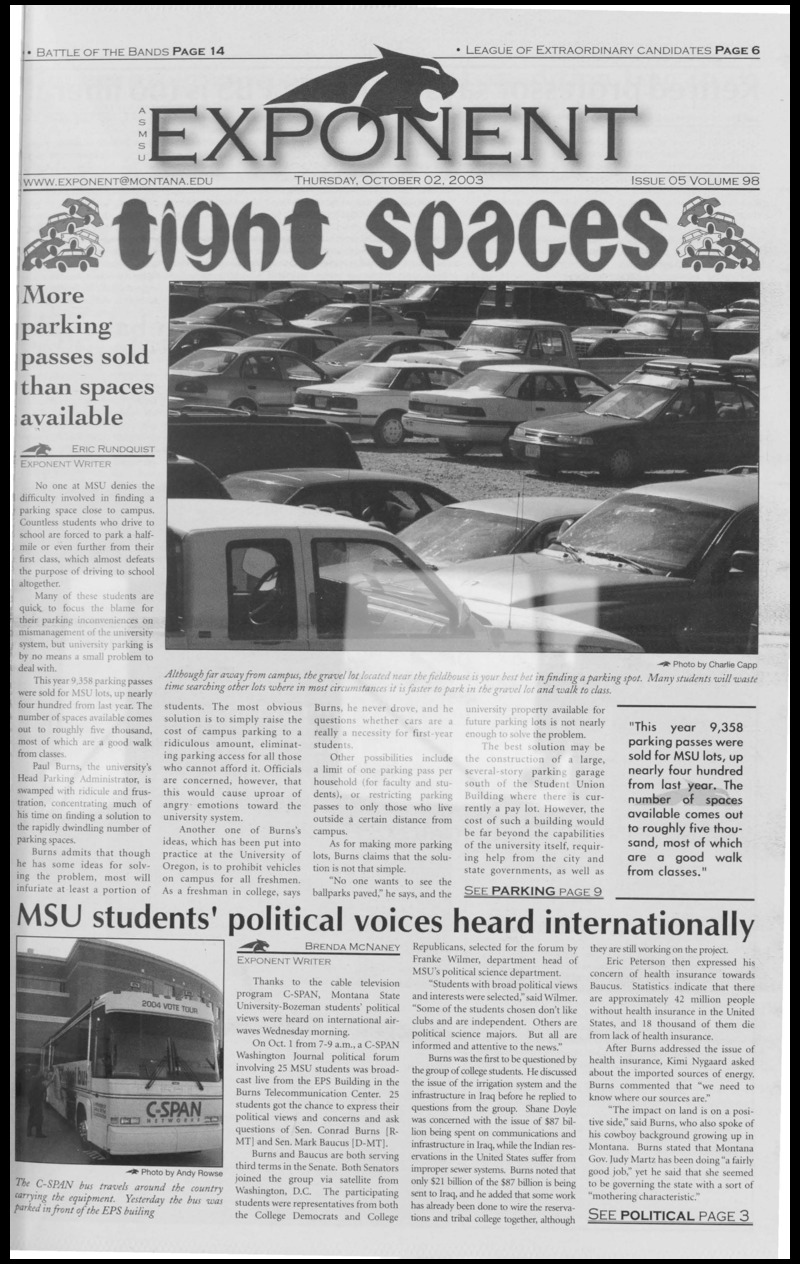 ASMSU Exponent, October 2, 2003