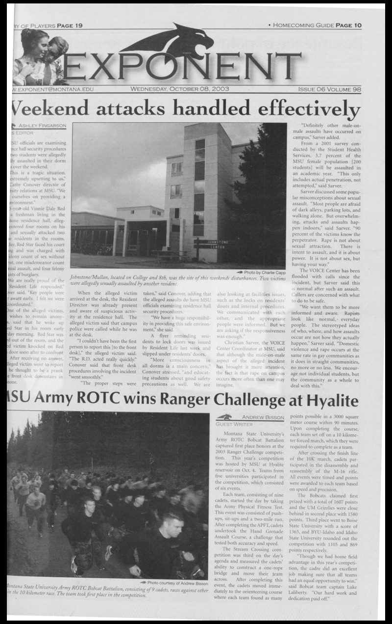 ASMSU Exponent, October 8, 2003