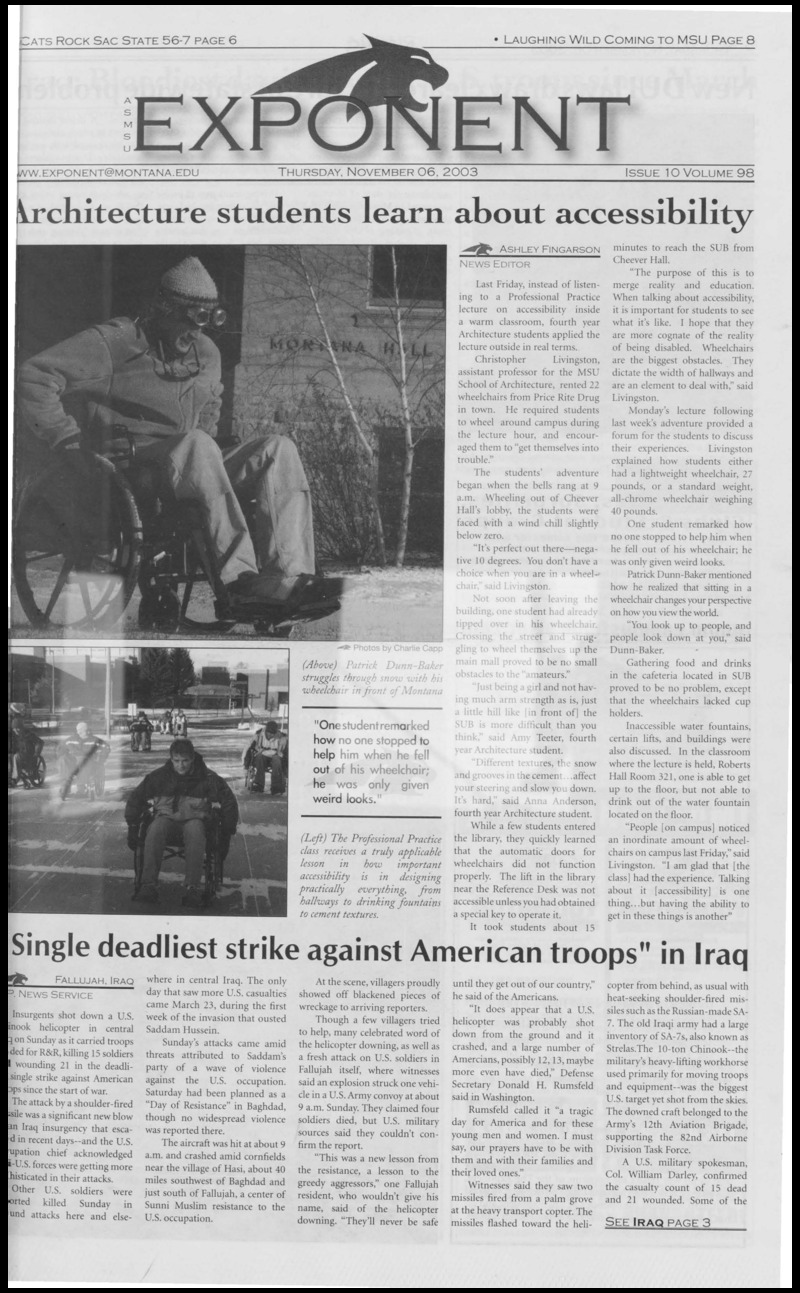 ASMSU Exponent, November 6, 2003