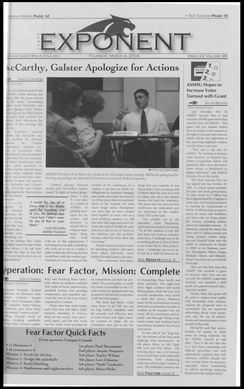 ASMSU Exponent, March 4, 2004