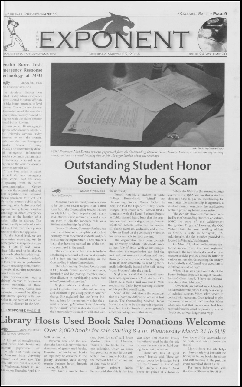 ASMSU Exponent, March 25, 2004
