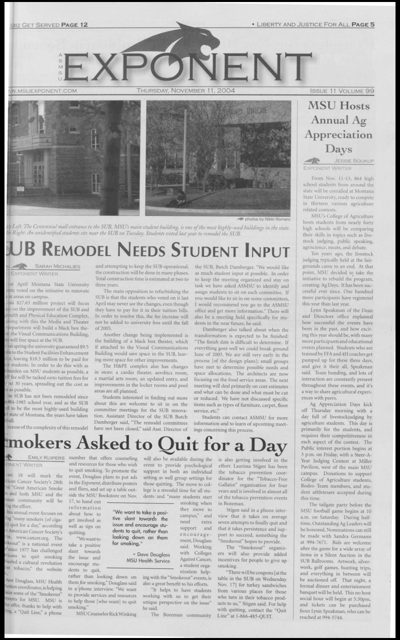 ASMSU Exponent, November 11, 2004