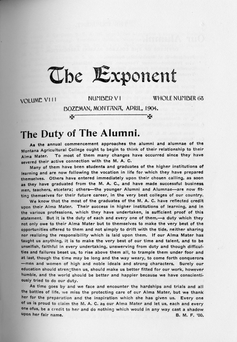 The Exponent, April, 1904