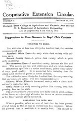 Suggestions to Corn Growers in Boys' Club Contests