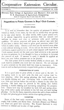 Suggestions to Potato Growers in Boys