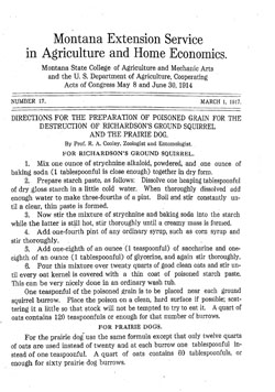 Directions for the Preparation of Poisoned Grain for the Destruction of Richardson