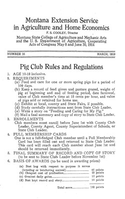 Pig Club Rules and Regulations