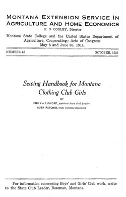 Sewing Handbook for Montana Clothing Club Girls