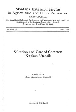 Selection and Care of Common Kitchen Utensils