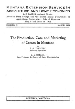 The Production, Care and Marketing of Cream in Montana