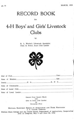 Record Book for 4-H Boys