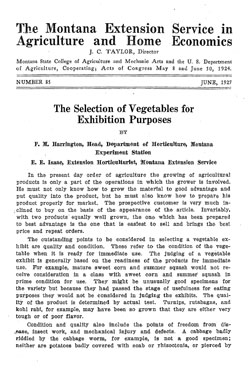 The Selection of Vegetables for Exhibition Purposes