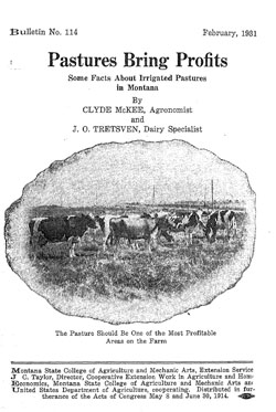 Pastures Bring Profits: Some Facts About Irrigated Pastures in Montana