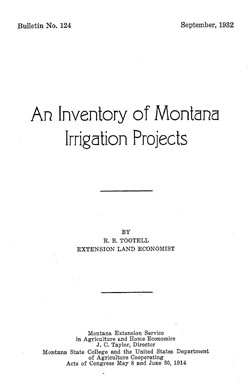 An Inventory of Montana Irrigation Projects