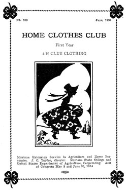 Home Clothes Club: First Year 4-H Club Clothing