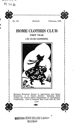 Home Clothes Club: First Year 4-H Club Clothing