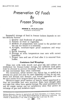 Preservation Of Foods By Frozen Storage