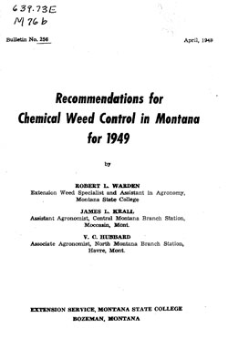 Recommendations for Chemical Weed Control in Montana for 1949