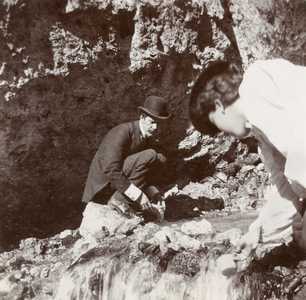 James R. Reid at Spring in Rocky Canyon, c. 1897