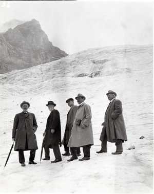 James M. Hamilton on Jungfrau Glacier with others, c. 1912